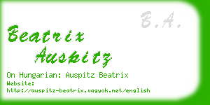 beatrix auspitz business card